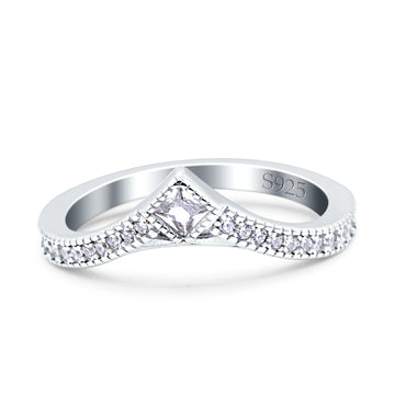 Princess Cut Art Deco Engagement Wedding Half Eternity Ring Simulated CZ 925 Sterling Silver